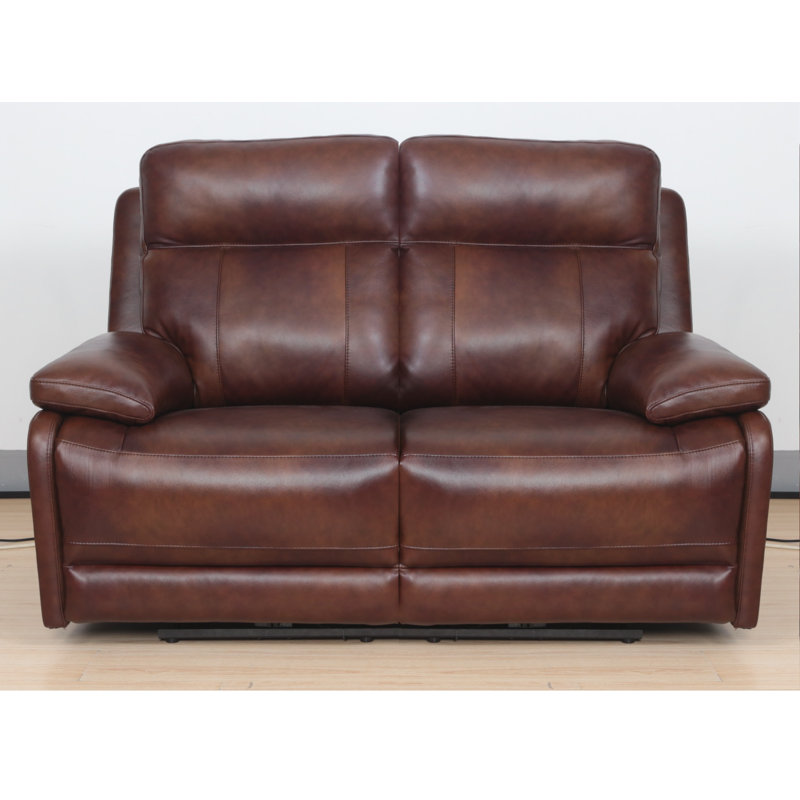 Ebern Designs Nicolette Genuine Leather 2 Seater Reclining Sofa